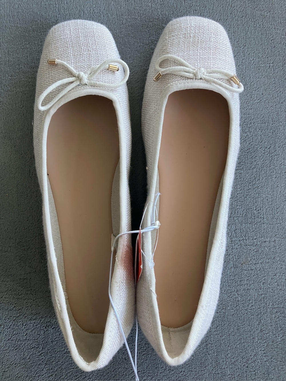 Joe Fresh 99% Linen Square Toe Ballet Flats Size 7 Cream NWT - Picture 2 of 8